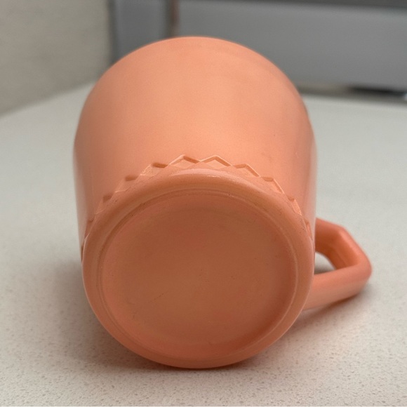 Vintage 1950s Hazel Atlas Baby Cup Coral Peach Diamond Pattern - Picture 7 of 11